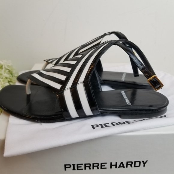 Pierre Hardy Bi Color Black White Flat Sandal 35 - Picture 4 of 7